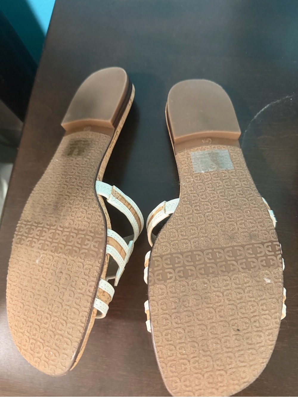 Sam Edelman Cork Slide Sandals in Natural and White - Picture 3 of 3